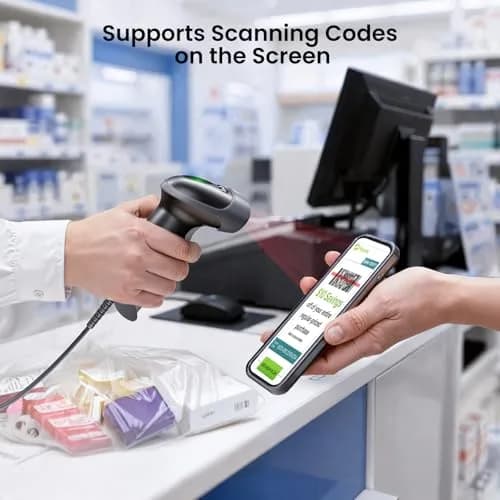 Eyoyo EY-H2 USB Handheld 2D QR Code Scanner 8.3cm (3.27in) | Plug and Play Barcode Reader thumbnail 4