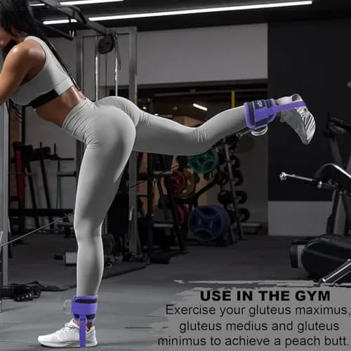 LAVVON Padded Ankle Straps for Cable Machines Kickbacks - Glute Workout Cuffs (Pair, Purple) | Secure Fit for Lower Body Strength thumbnail 5