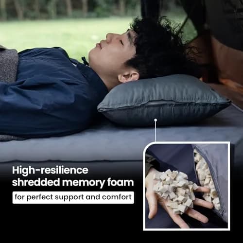 ONETIGRIS Wilddream Camping Pillow, Shredded Memory Foam, Compact 48cm (18.4") x 34cm (13.4") x 15cm (5.9") | All-Season Comfort for Backpacking & Travel thumbnail 5