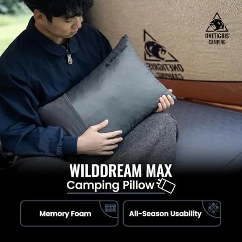 ONETIGRIS Wilddream Camping Pillow, Shredded Memory Foam, Compact 48cm (18.4") x 34cm (13.4") x 15cm (5.9") | All-Season Comfort for Backpacking & Travel thumbnail 2