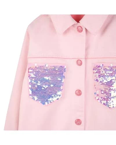 Billieblush Girls Jacket, Pink Off White, 8 Years | Stylish & Durable Kids Coat thumbnail 4