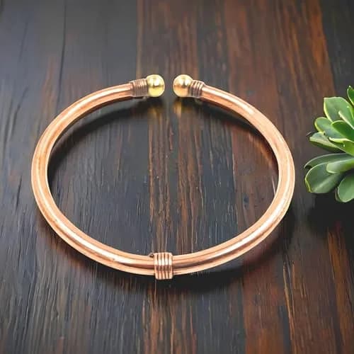 SHINDE EXPORTS Pure Copper Leg Anklet Bracelet Kada 75gms (6mm Rod) | Adjustable Unisex Indian Jewelry thumbnail 7