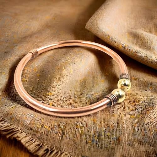 SHINDE EXPORTS Pure Copper Leg Anklet Bracelet Kada 75gms (6mm Rod) | Adjustable Unisex Indian Jewelry thumbnail 8