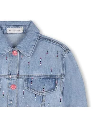 Billieblush Girls Denim Jacket, Double Stone+Bleach, 8 Years | Stylish, Durable & Comfortable thumbnail 6