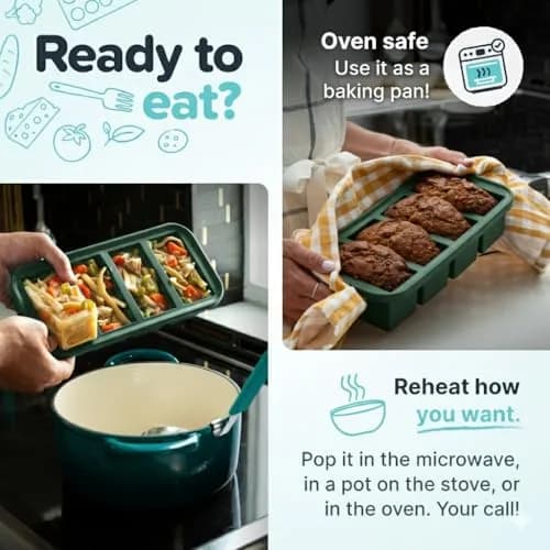 Souper Cubes 1/2 Cup Silicone Freezer Mold with Lid, Kale, 1-Pack | Food Prep & Portion Control thumbnail 3