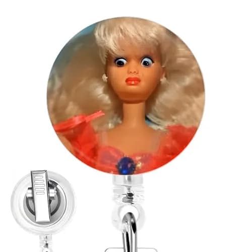 Limeloot Blonde Cringe Doll Nurse Badge Reel | Handmade Retractable ID Holder with 34" Cord - main product image