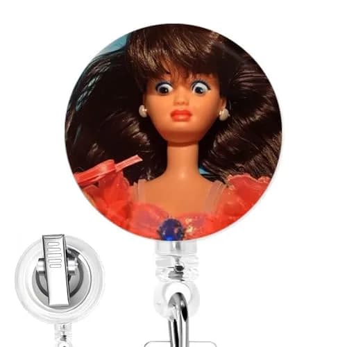 Limeloot Brunette Cringe Doll Nurse Badge Reel with 34" Retractable Cord | Cute ID Holder for Medical Staff - main product image