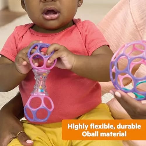 Bright Starts Delightful Duo 2-Pack Oball Rattles Gift Set | Newborn & Up, Pink & Purple thumbnail 6