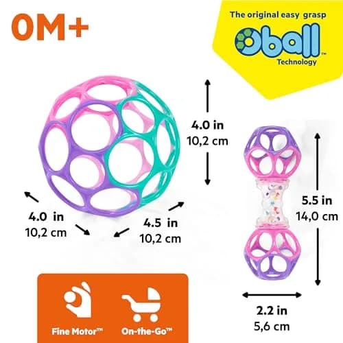Bright Starts Delightful Duo 2-Pack Oball Rattles Gift Set | Newborn & Up, Pink & Purple thumbnail 9