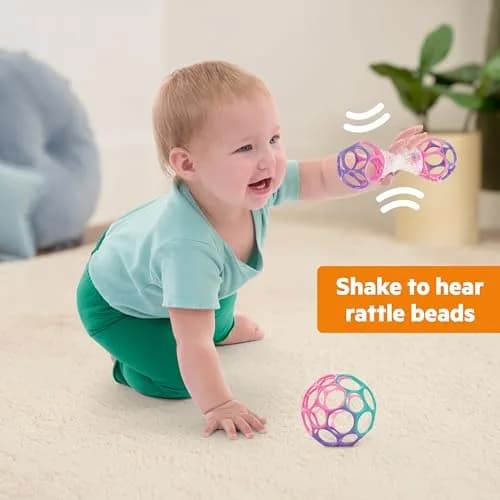 Bright Starts Delightful Duo 2-Pack Oball Rattles Gift Set | Newborn & Up, Pink & Purple thumbnail 3