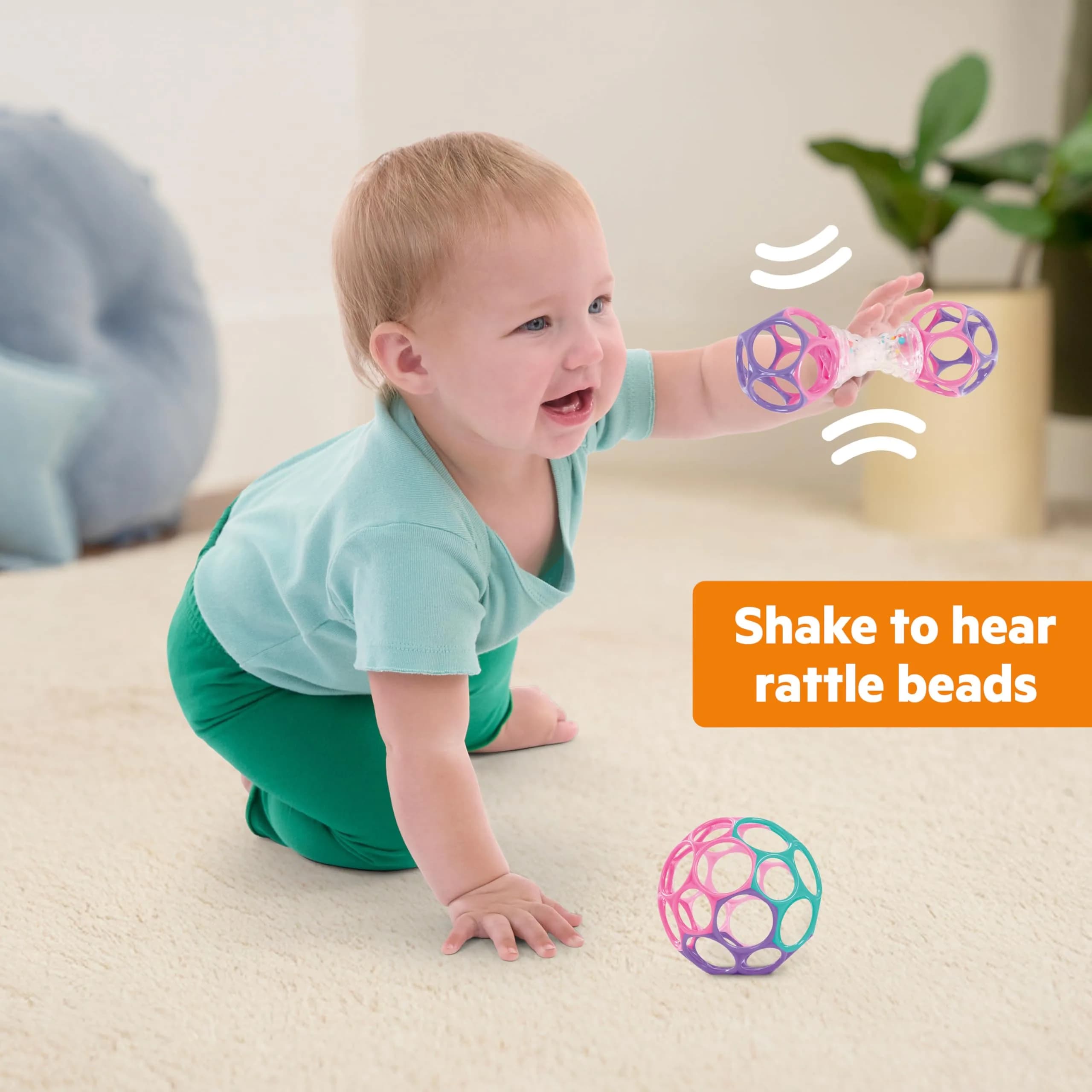 Bright Starts Delightful Duo 2-Pack Oball Rattles Gift Set | Newborn & Up, Pink & Purple - view 3