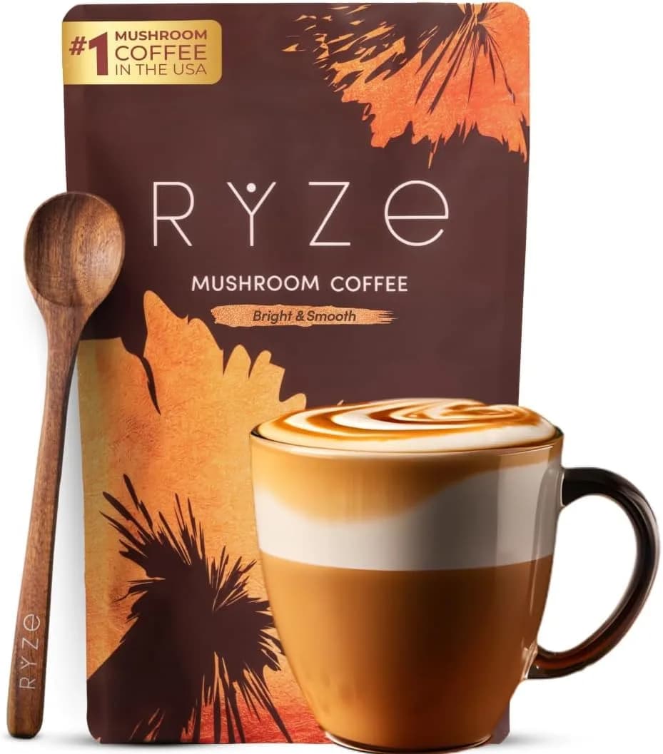 RYZE Organic Mushroom Coffee Medium Roast 180g (6.35oz) | Adaptogenic Blend for Energy & Focus - main product image