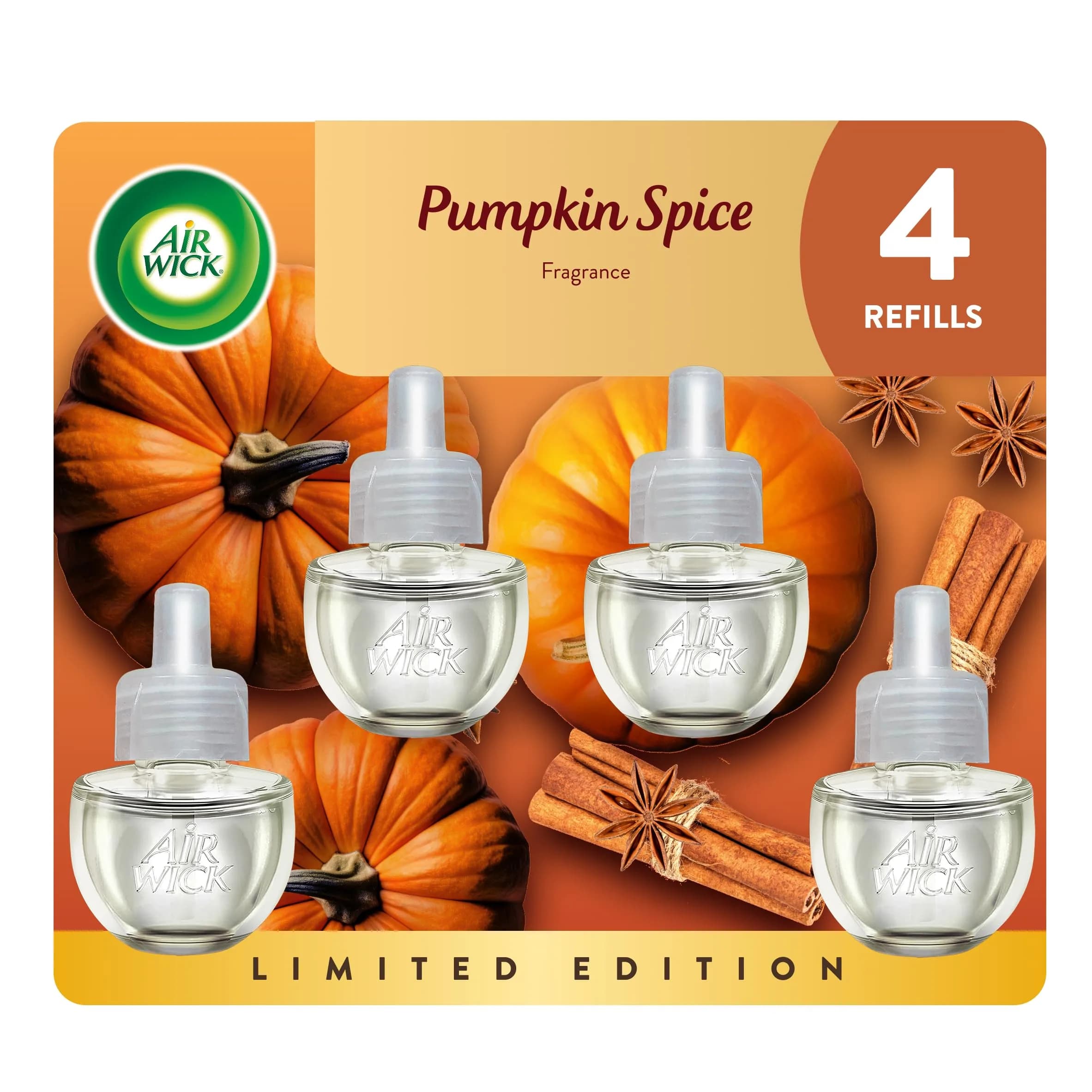 Air Wick Plug In Refills Pumpkin Spice Scented Oil 2.69 ml (0.09 Fl Oz) | Infused with Essential Oils - main product image