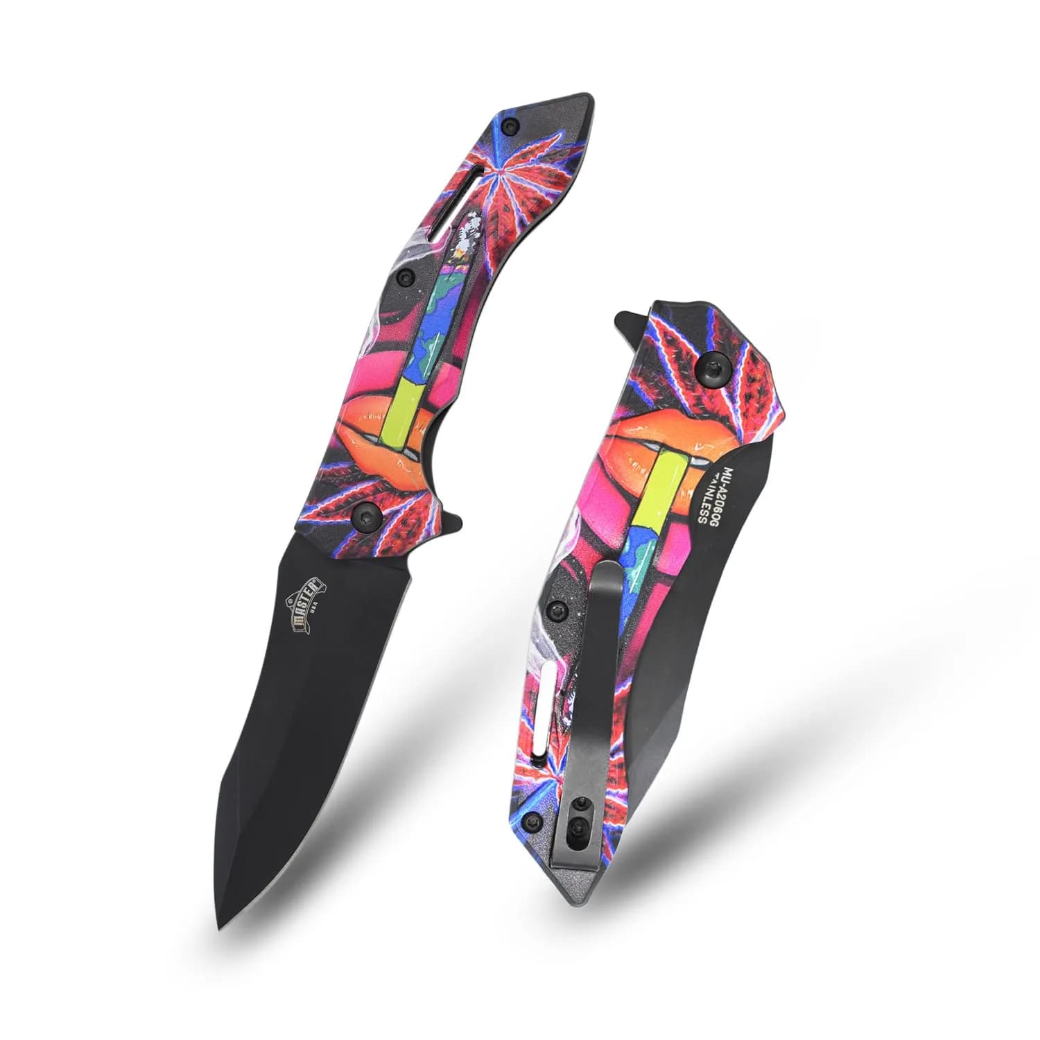 MASTER USA Folding Pocket Knife, 8 inch Overall Length, Floral Leaf Handle, 3.5 inch Blade, EDC (Orange) | Compact & Stylish