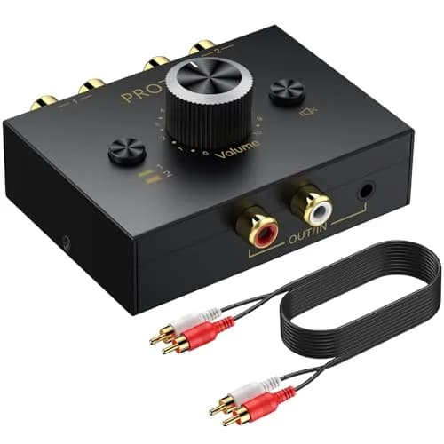 PROZOR Audio Signal Switch 3.5mm & RCA | Bi-Directional Stereo Selector, Passive, All-Metal, Compact thumbnail 1