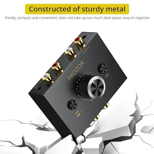 PROZOR Audio Signal Switch 3.5mm & RCA | Bi-Directional Stereo Selector, Passive, All-Metal, Compact thumbnail 6