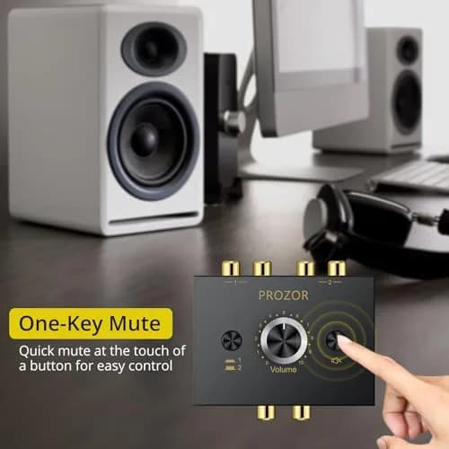 PROZOR Audio Signal Switch 3.5mm & RCA | Bi-Directional Stereo Selector, Passive, All-Metal, Compact thumbnail 4