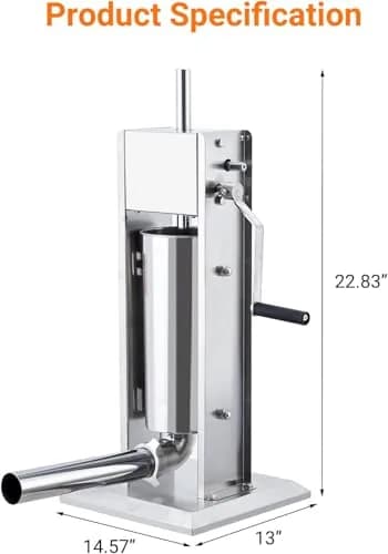 SLEKVERSA 22LB/10L Manual Sausage Stuffer | Stainless Steel Vertical Machine for Home & Commercial Use thumbnail 4