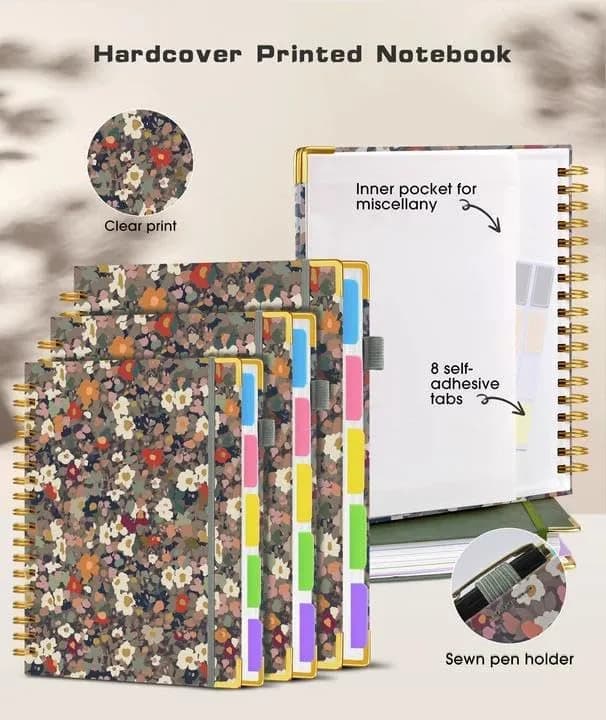 dilitego Hardcover Spiral Notebook Journal 8"x10" Flower | 300 Pages College Ruled for Work School Note Taking - view 2