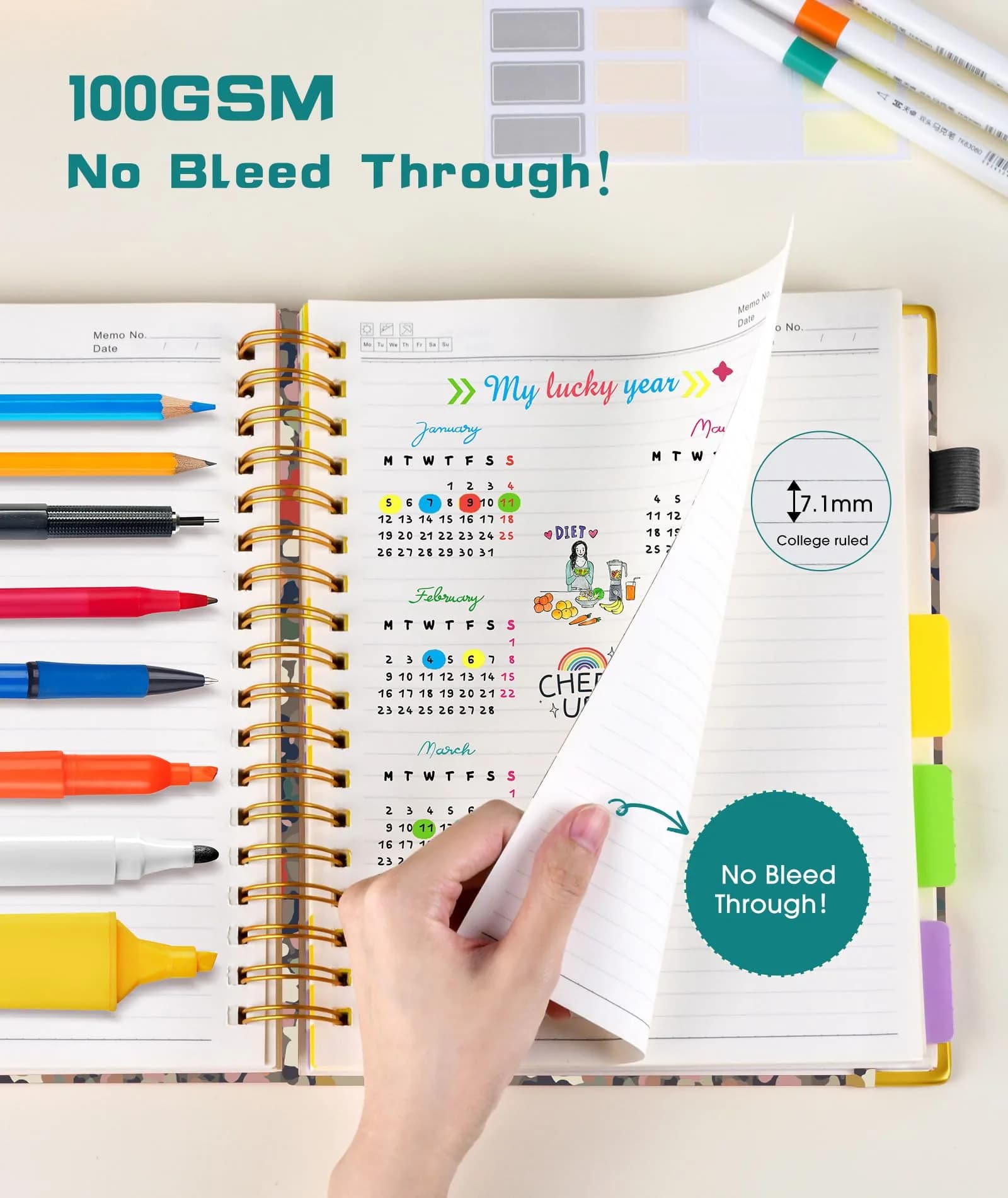 dilitego Hardcover Spiral Notebook Journal 8"x10" Flower | 300 Pages College Ruled for Work School Note Taking - view 6