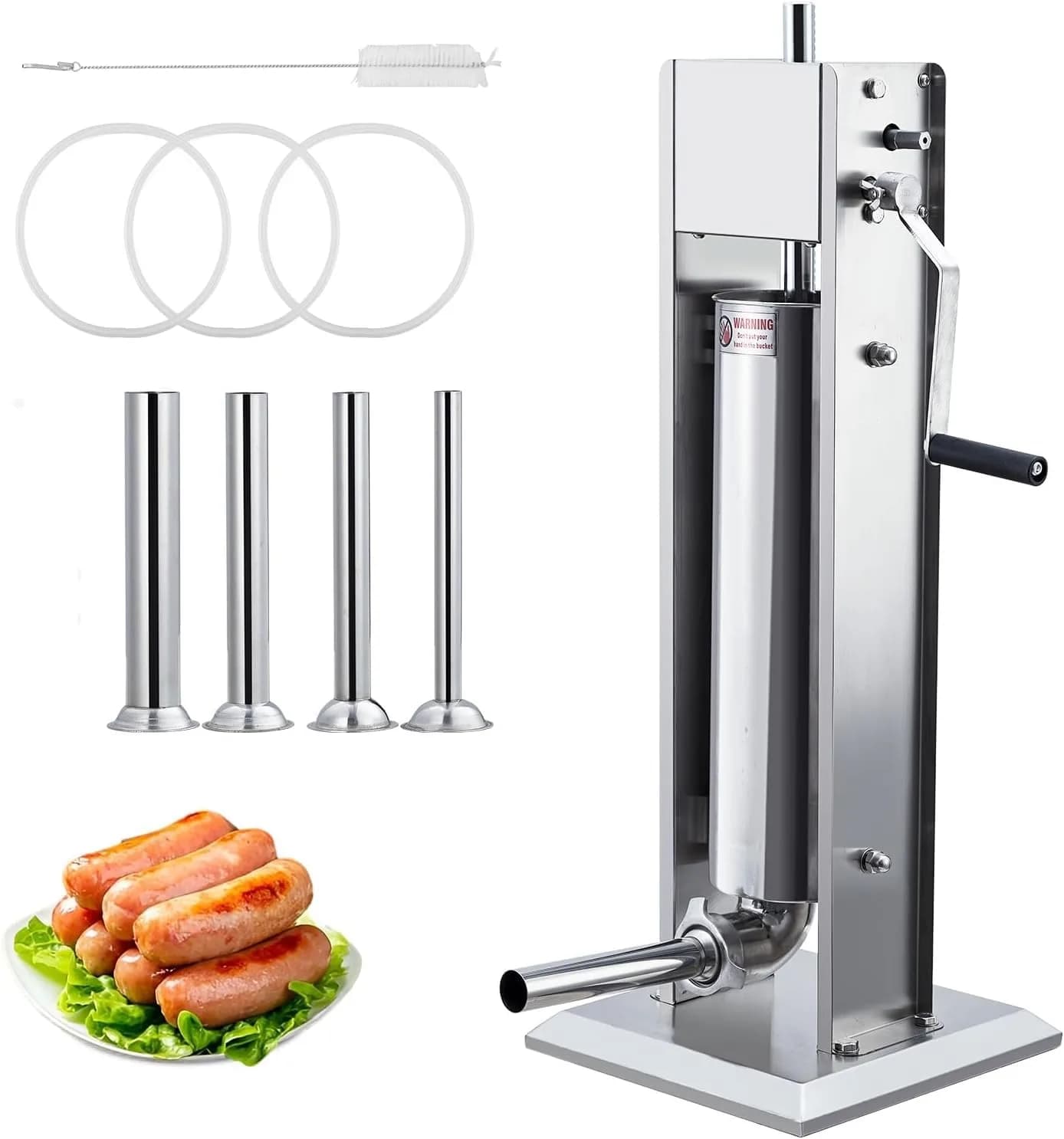 SLEKVERSA 15LB/7L Manual Sausage Stuffer | Stainless Steel Vertical Machine for Home & Commercial Use