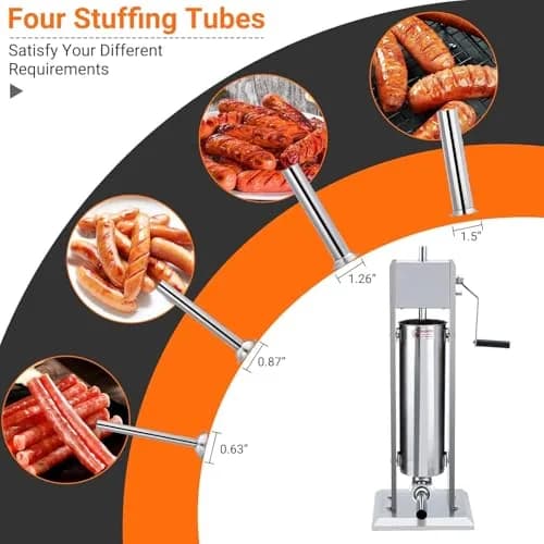 SLEKVERSA 15LB/7L Manual Sausage Stuffer | Stainless Steel Vertical Machine for Home & Commercial Use thumbnail 2