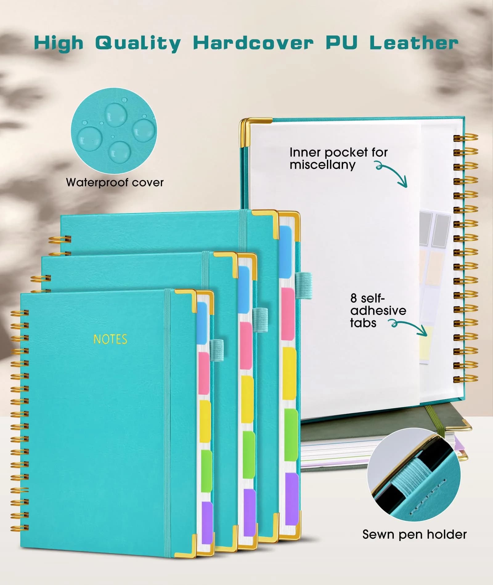 dilitego Hardcover Spiral Notebook with Removable Dividers, 300 Pages A5 College Ruled, 100GSM Paper, Blue | Smooth Ink Flow Acid-Free Paper - view 2