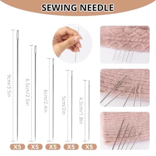ZMLLAYE Sewing Kit, 37 Pcs Big Eye Needles Set with Threader | Complete Hand Sewing Solution for Beginners & Hobbyists thumbnail 6