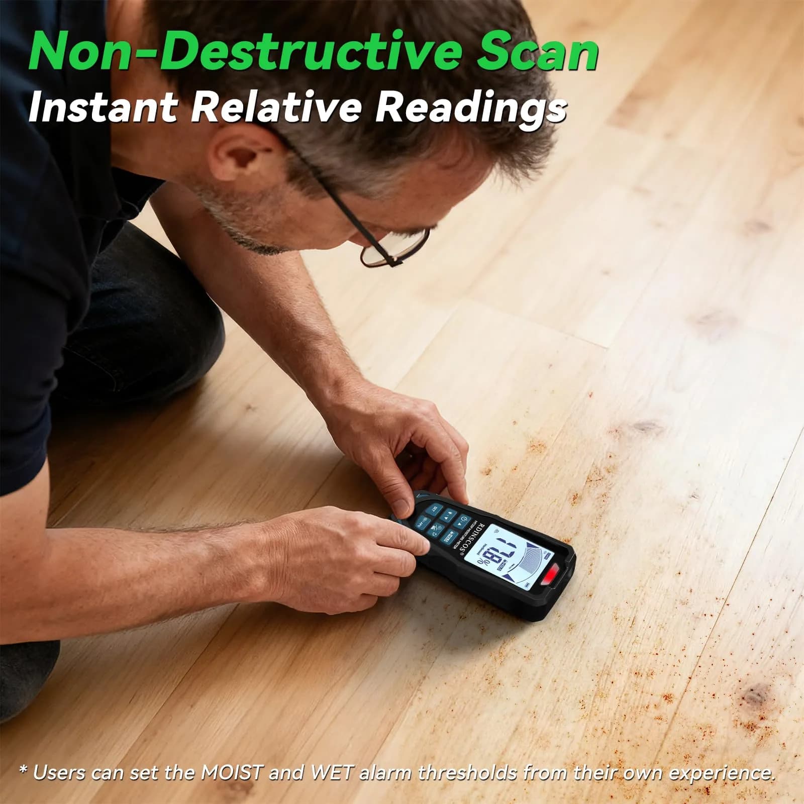 RDINSCOS Pinless Moisture Meter for Walls & Floors - Matte Black Finish | 19mm Deep Detection - view 3