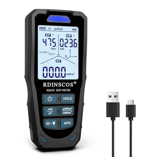 RDINSCOS 3-in-1 EMF Detector Rechargeable EMF Meter with 10GHz RF Detection | Measures Electric, Magnetic, RF Fields thumbnail 1