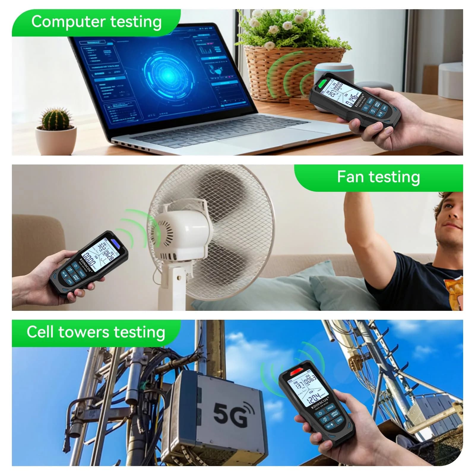 RDINSCOS 3-in-1 EMF Detector Rechargeable EMF Meter with 10GHz RF Detection | Measures Electric, Magnetic, RF Fields - view 8