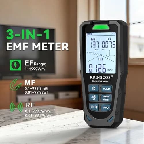 RDINSCOS 3-in-1 EMF Detector Rechargeable EMF Meter with 10GHz RF Detection | Measures Electric, Magnetic, RF Fields thumbnail 2