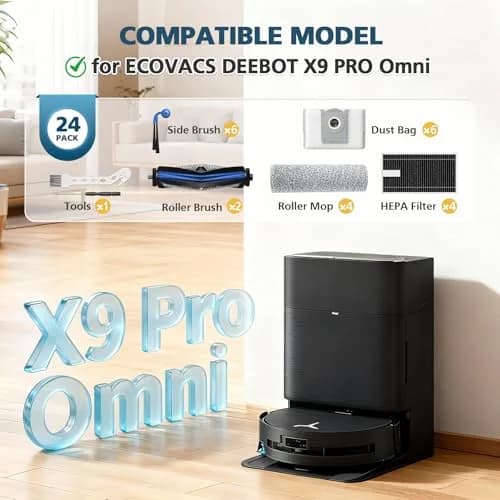 Lacvik X9 Accessory Kit for ECOVACS DEEBOT X9 PRO OMNI, X9 PRO Robot Vacuum | 24-Piece Set with 3L Dust Bags & HEPA Filters thumbnail 2