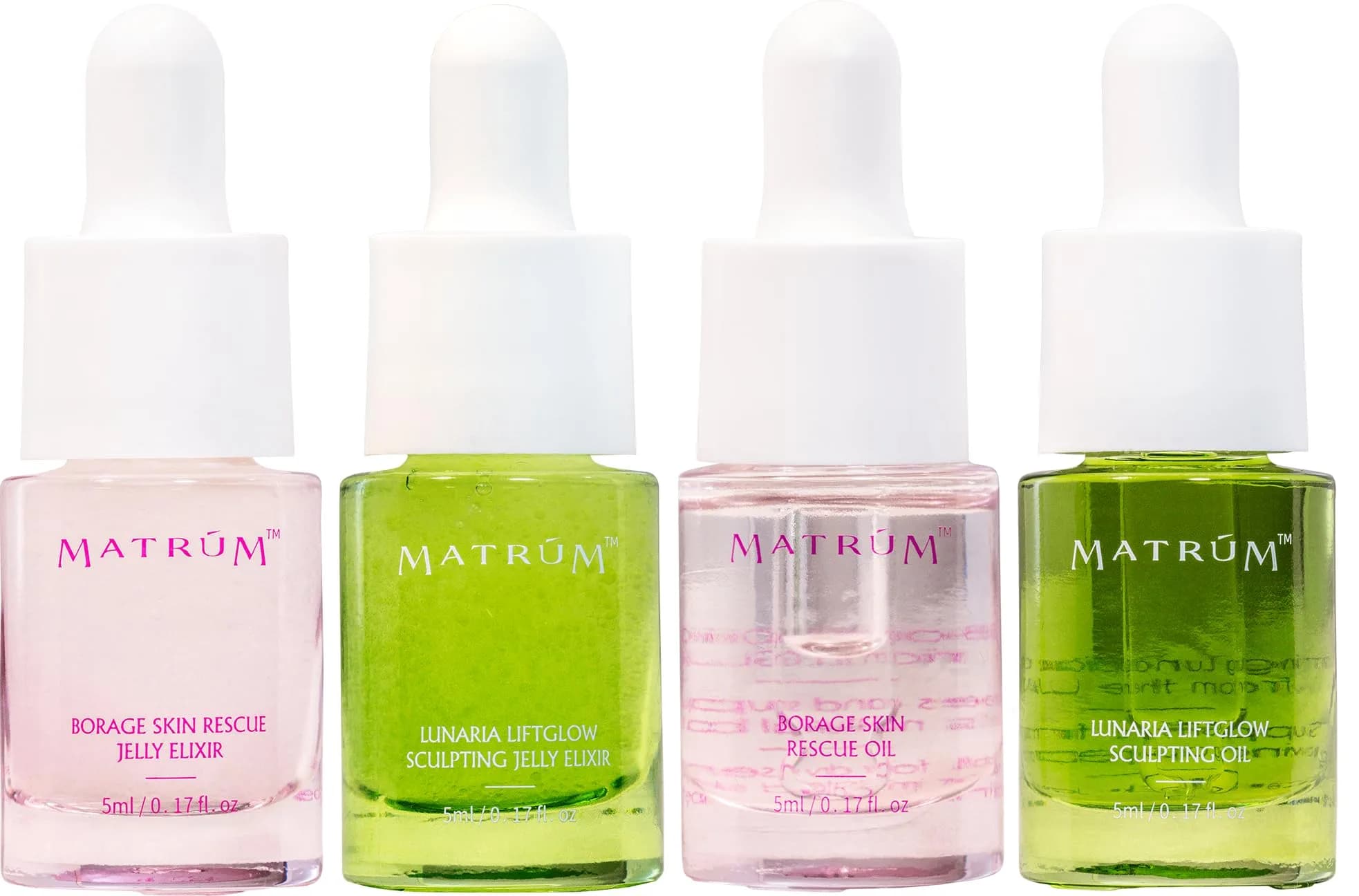 MATRÚM Mini Discovery & Travel Size Set - 4 x Mini Face Oil for Deep Repair & Radiance Boost & Firming