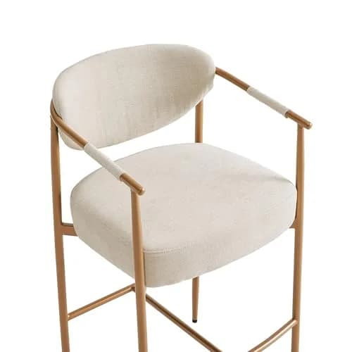 CHITA 27" Counter Height Fabric Linen Bar Stools | Modern Handcrafted Design Support thumbnail 7