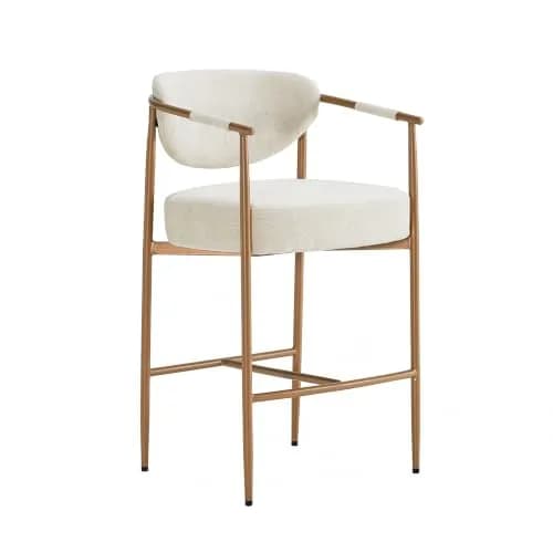 CHITA 27" Counter Height Fabric Linen Bar Stools | Modern Handcrafted Design Support thumbnail 8