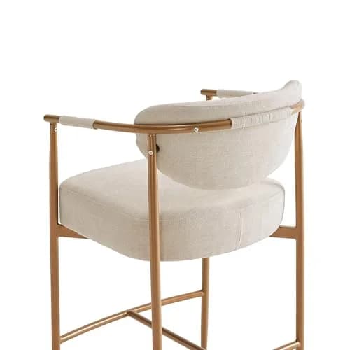 CHITA 27" Counter Height Fabric Linen Bar Stools | Modern Handcrafted Design Support thumbnail 9