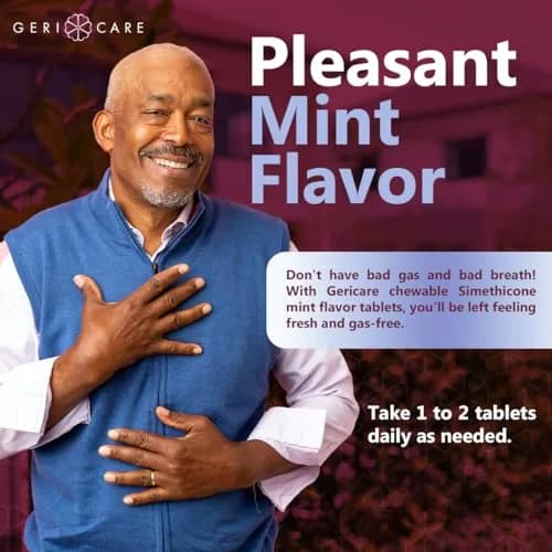 GeriCare Chewable Extra Strength Gas Relief Simethicone 125mg | Fast-Acting Digestive Gas Bloating Relief (70-120 chars) thumbnail 6