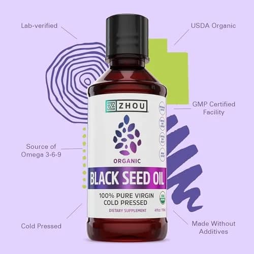 ZHOU Organic Black Seed Oil - Nigella Sativa 4 Fl Oz | Supports Immunity & Skin thumbnail 4
