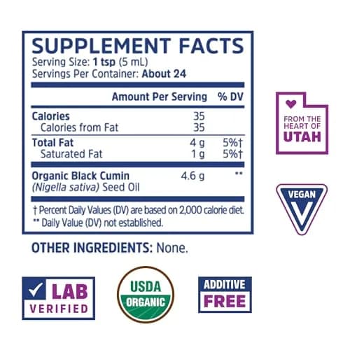 ZHOU Organic Black Seed Oil - Nigella Sativa 4 Fl Oz | Supports Immunity & Skin thumbnail 2