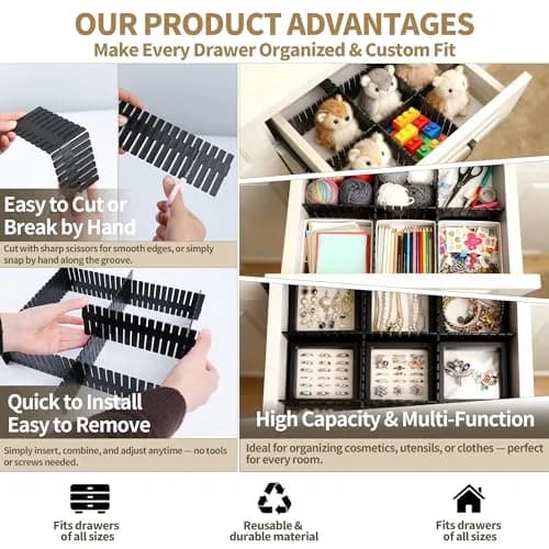 Bofoho Adjustable Drawer Dividers 32 Pack | Cut-to-Fit DIY Organizers for Kitchen & Closet thumbnail 5