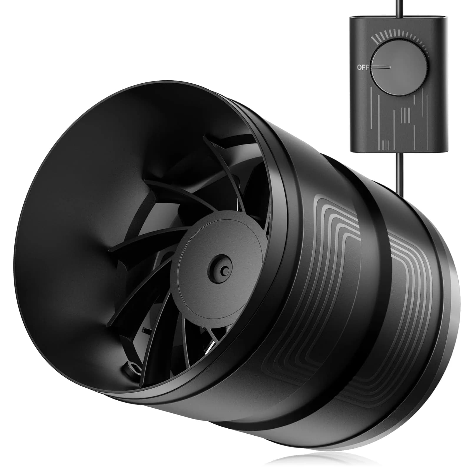 Hon&Guan 6 Inch Inline Duct Fan with Stepless Speed Controller, 345 CFM, 19.2W | 15.2 cm (6 Inch) Duct Diameter - main product image