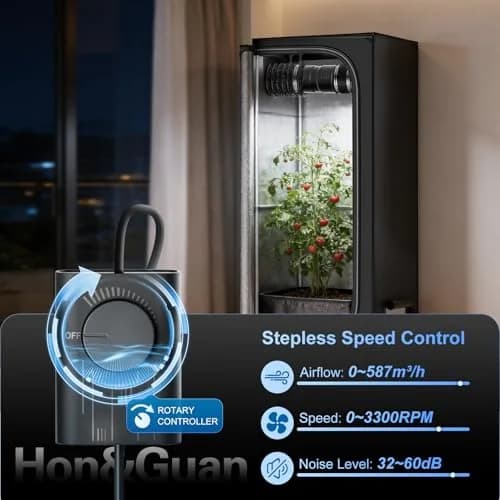 Hon&Guan 6 Inch Inline Duct Fan with Stepless Speed Controller, 345 CFM, 19.2W | 15.2 cm (6 Inch) Duct Diameter thumbnail 4