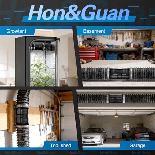 Hon&Guan 6 Inch Inline Duct Fan with Stepless Speed Controller, 345 CFM, 19.2W | 15.2 cm (6 Inch) Duct Diameter thumbnail 7