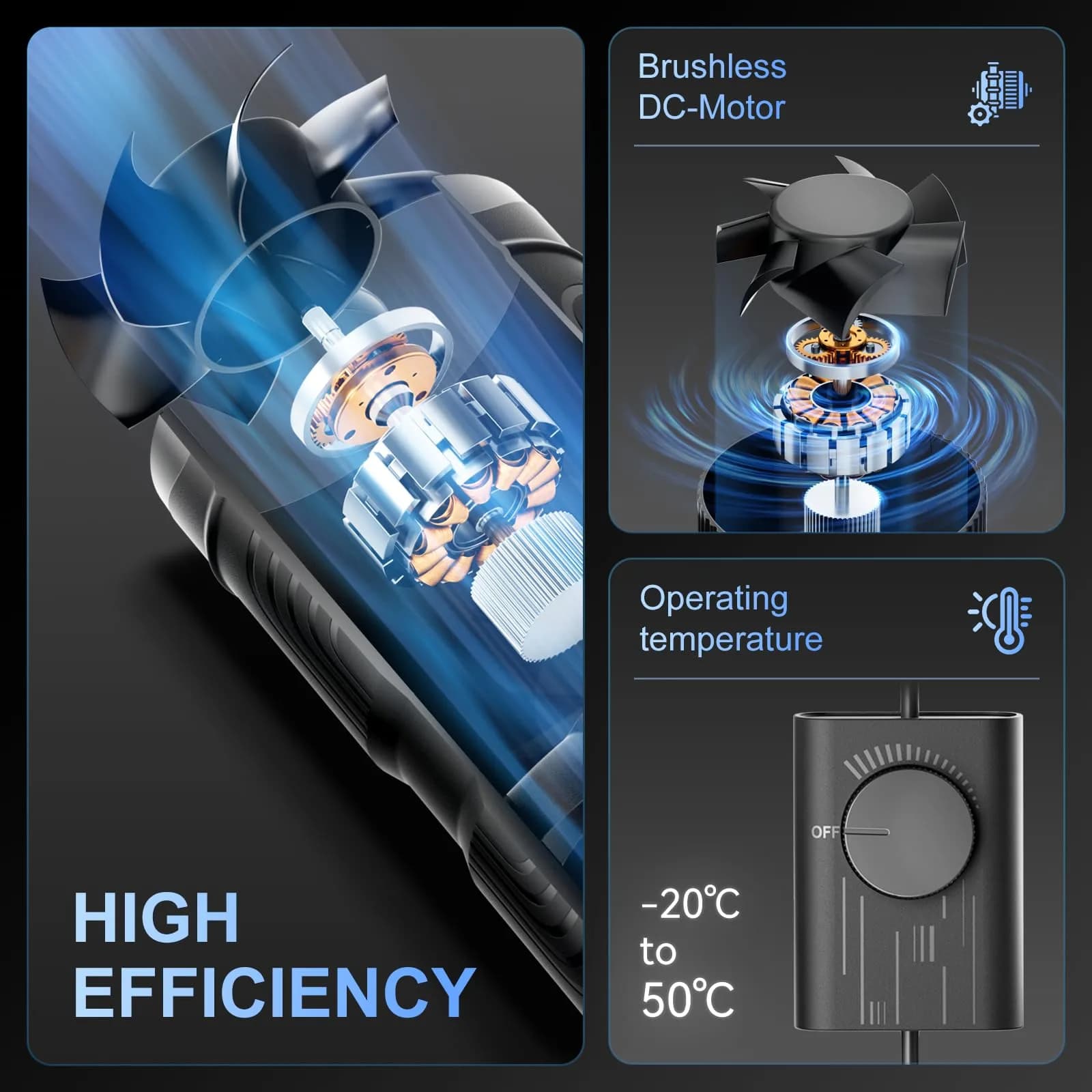 Hon&Guan 6 Inch Inline Duct Fan with Stepless Speed Controller, 345 CFM, 19.2W | 15.2 cm (6 Inch) Duct Diameter - view 2