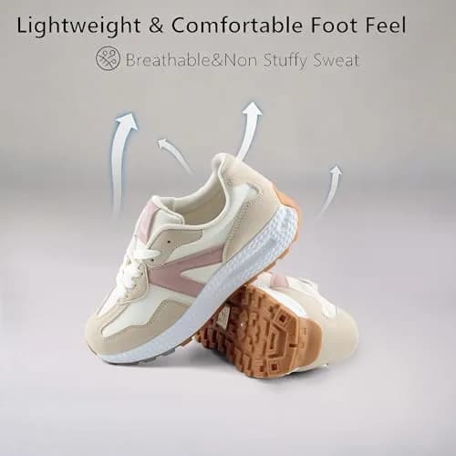 Chouiss Women's Athletic Walking Shoes with Popcorn Sole & Color Block Design, Pink 21cm (8.5 US) thumbnail 4
