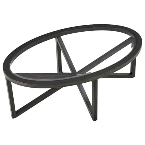 BAYYELL 46 inch Round Coffee Table Tempered Glass Solid Wood Base | Modern Living Room Centerpiece thumbnail 7