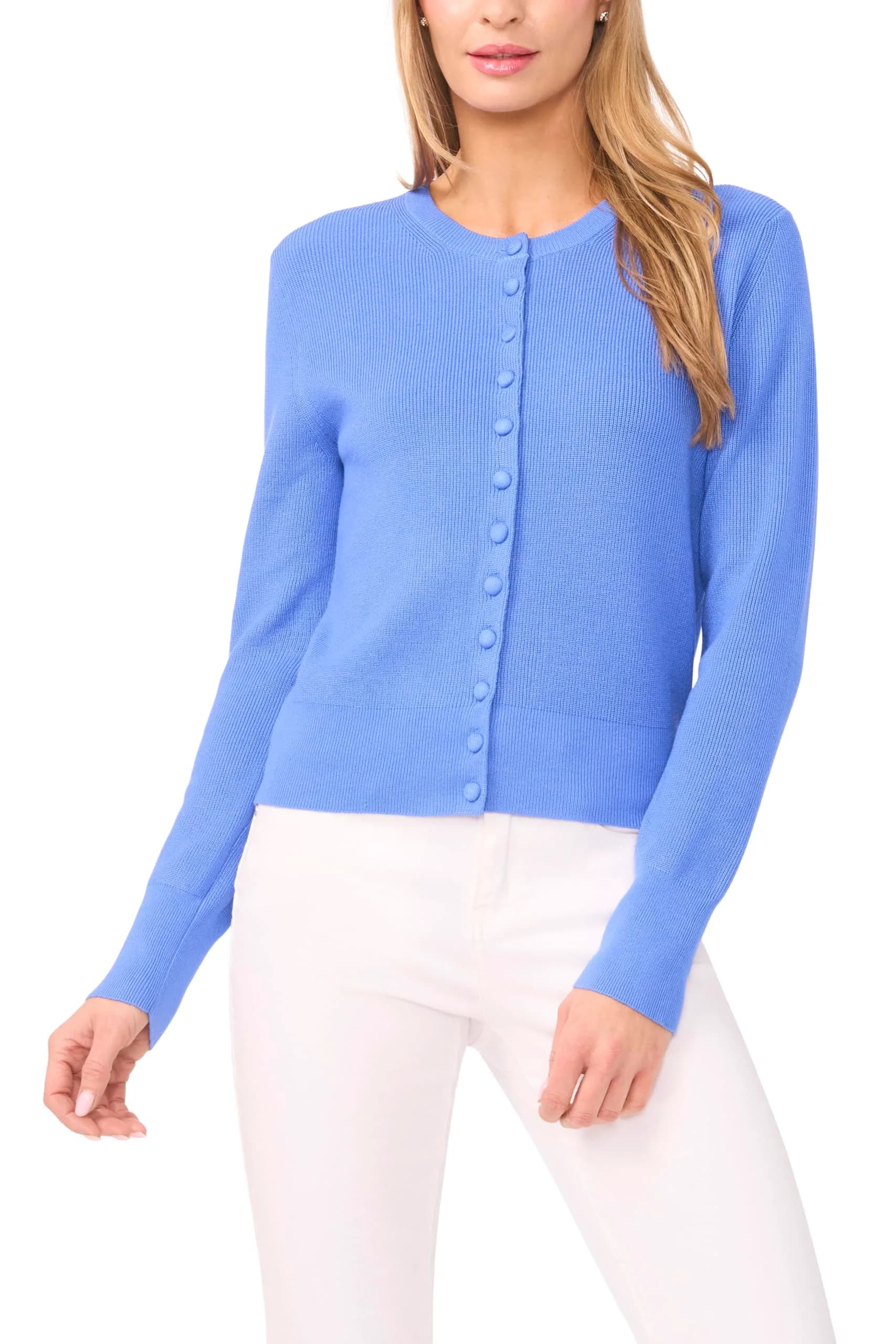 CeCe Long Sleeve Crew Neck Cardigan | Soft Viscose Blend, Versatile for Women in India