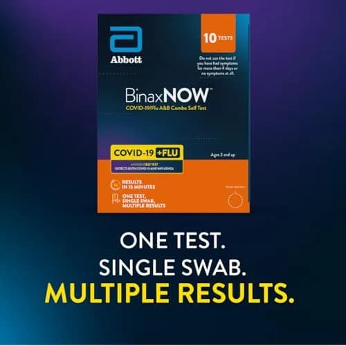 BinaxNOW COVID-19/Flu A&B Combo Self Test Kit | 10 Tests, 15 Min Results, Reliable Home Testing thumbnail 3