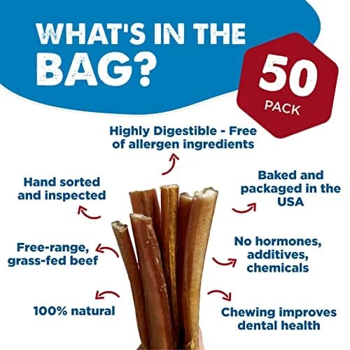 Best Bully Sticks 50 Count 12 Inch Dog Chews | Natural, Grass-Fed Beef, Grain-Free (70-120 chars) thumbnail 2